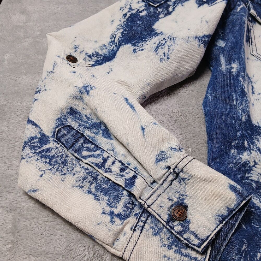 GS-115 L Denim Shacket Blue Acid-Wash Metropolitan-Grunge Indie-Sleaze Utility L - Picture 9 of 12